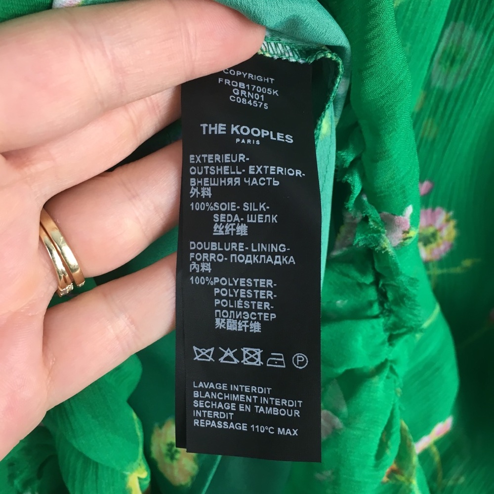 The Kooples green silk floral beaded dress NEW - Picture 7 of 7